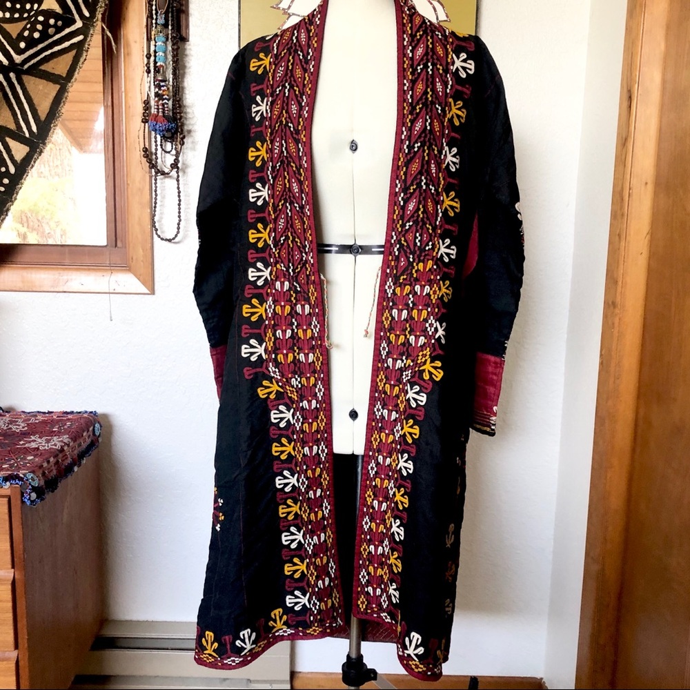 Antique handcrafted hand embroidered Turkmenistan Chyrpy robe
